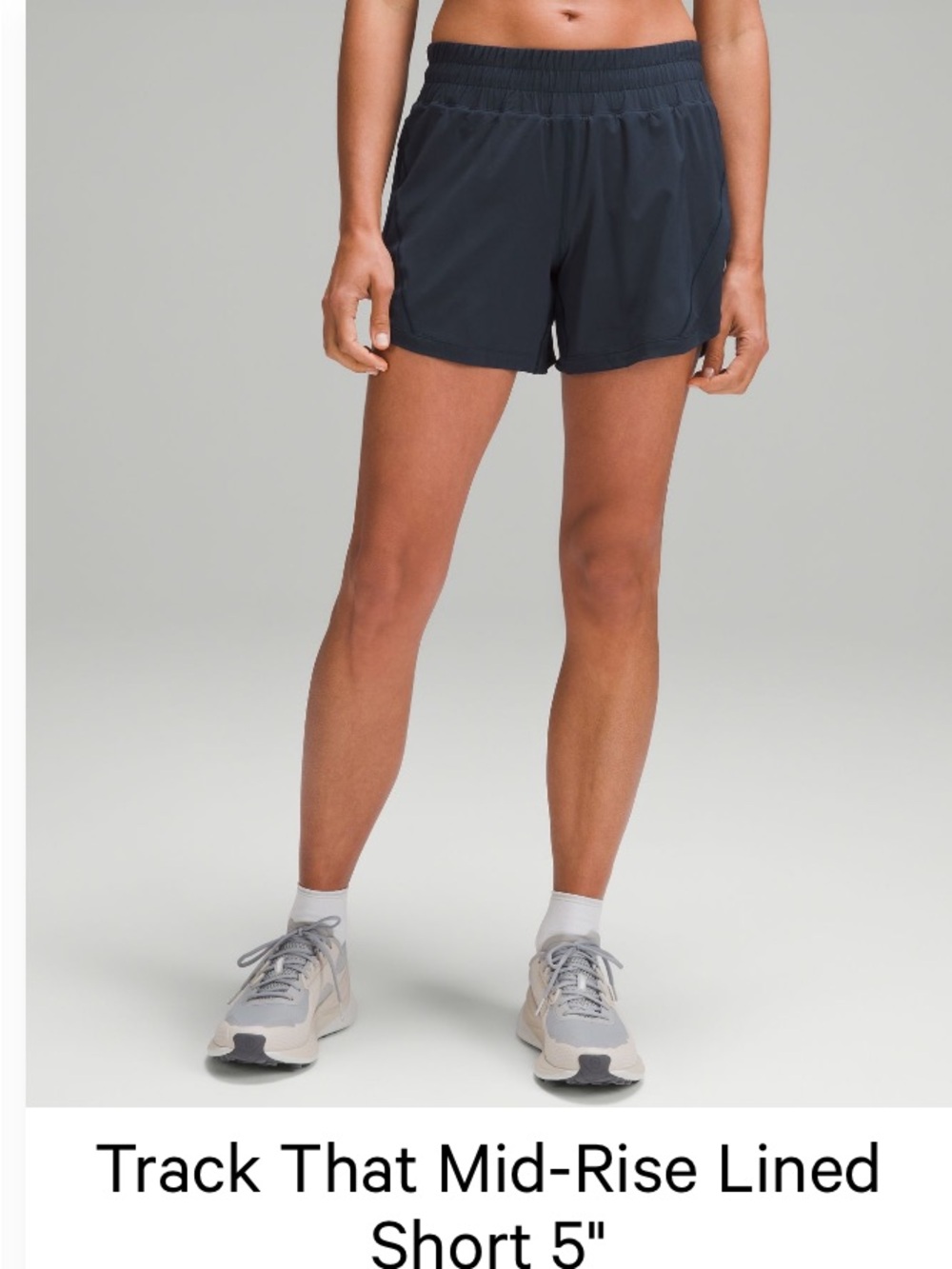 lululemon athletica Track That Mid-Rise Lined Short 5" - true navy size 8